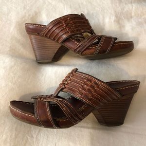 Frye Woven Leather Wedge Heeled Sandals Sz 6.5